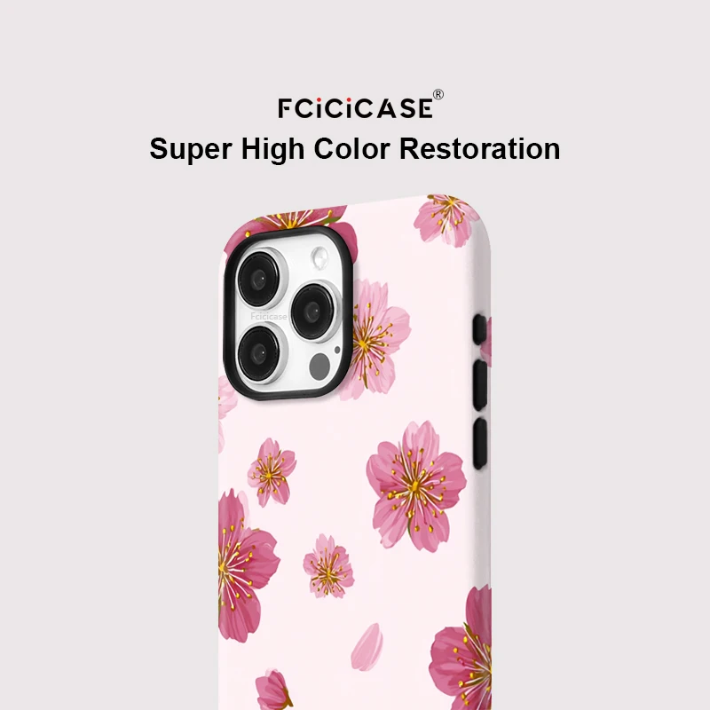 Fcicicase ل Magsafe حافظة هاتف مغناطيسية آيفون 17 الهواء 16 برو ماكس 15 14 زائد 13 12 11 غطاء نمط زهرة مقاوم للصدمات