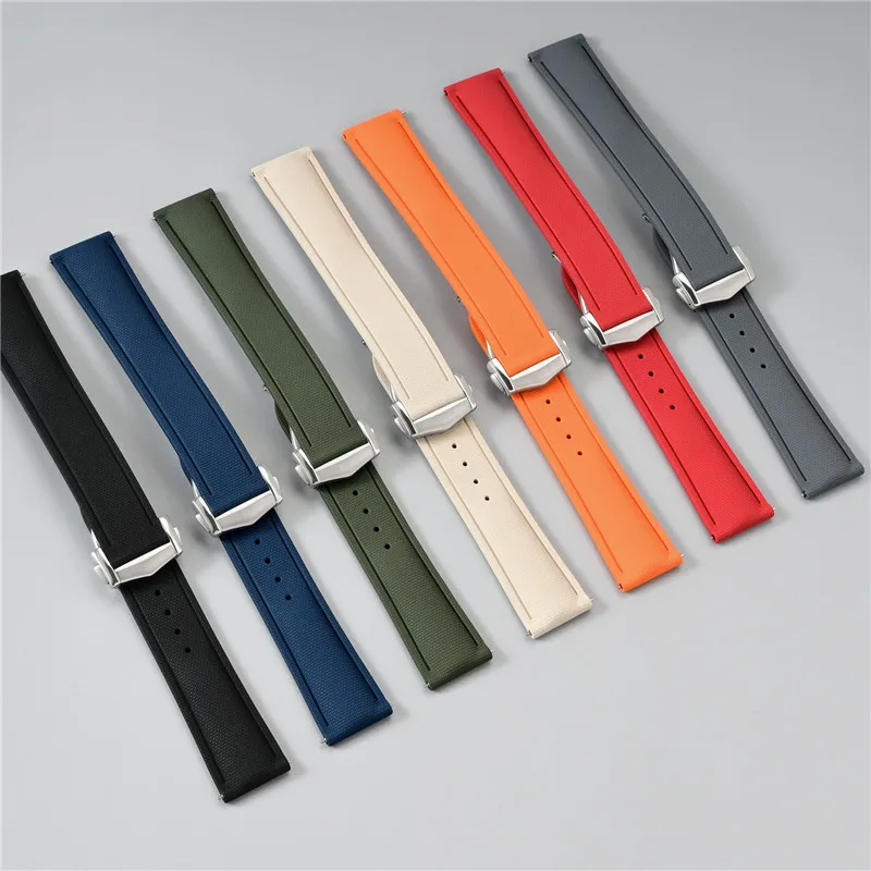FKM Fluorkautschuk-Armband 18mm 20mm 21mm 22mm 24mm Schnellverschluss Universelles Uhrenarmband für Omega/Breitling/Longines/Tissot/Rolex – Detail 2