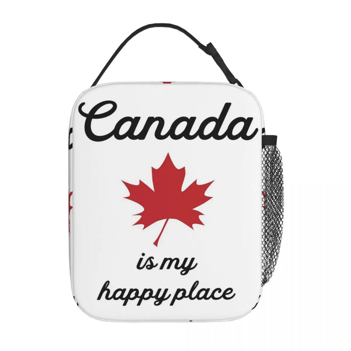Maple Leaf Canada Canadian Is My Happy Place Insulated Lunch Bag for Women Children Leakproof Food Boxes Thermal Lunch Box Tote