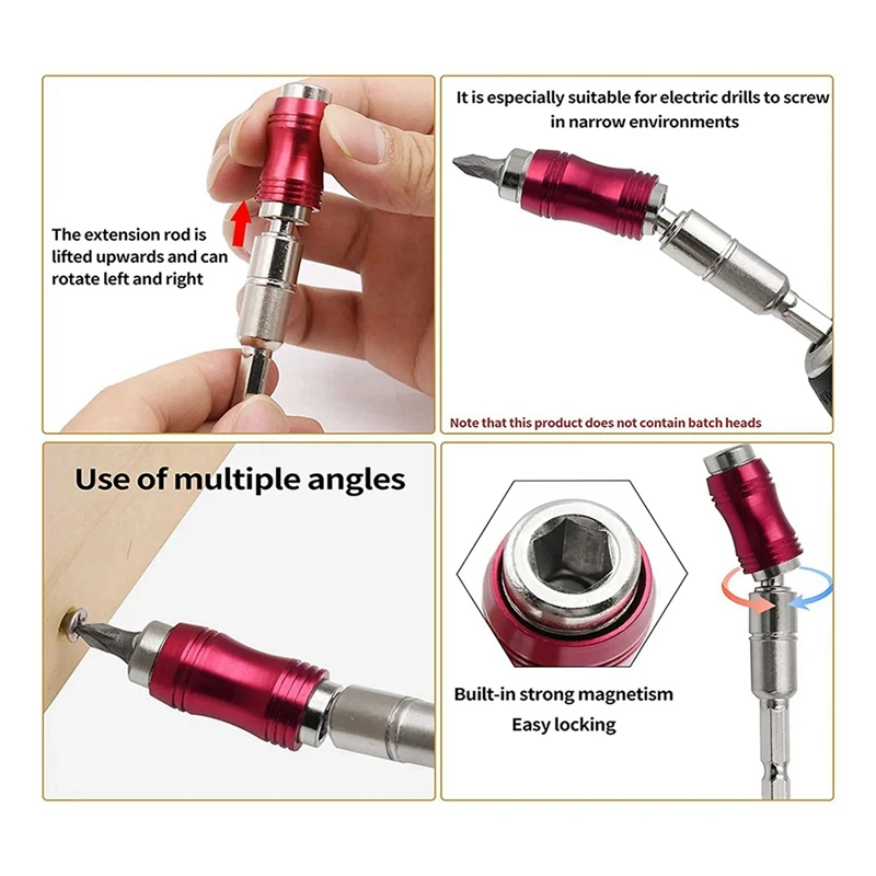 A23T 6Pcs Magnetic Pivot Drill Bit Holder, Magnetic Swiveling Bit Tip Holder, Quick Release Flexible Screwdriver Bit Holder,