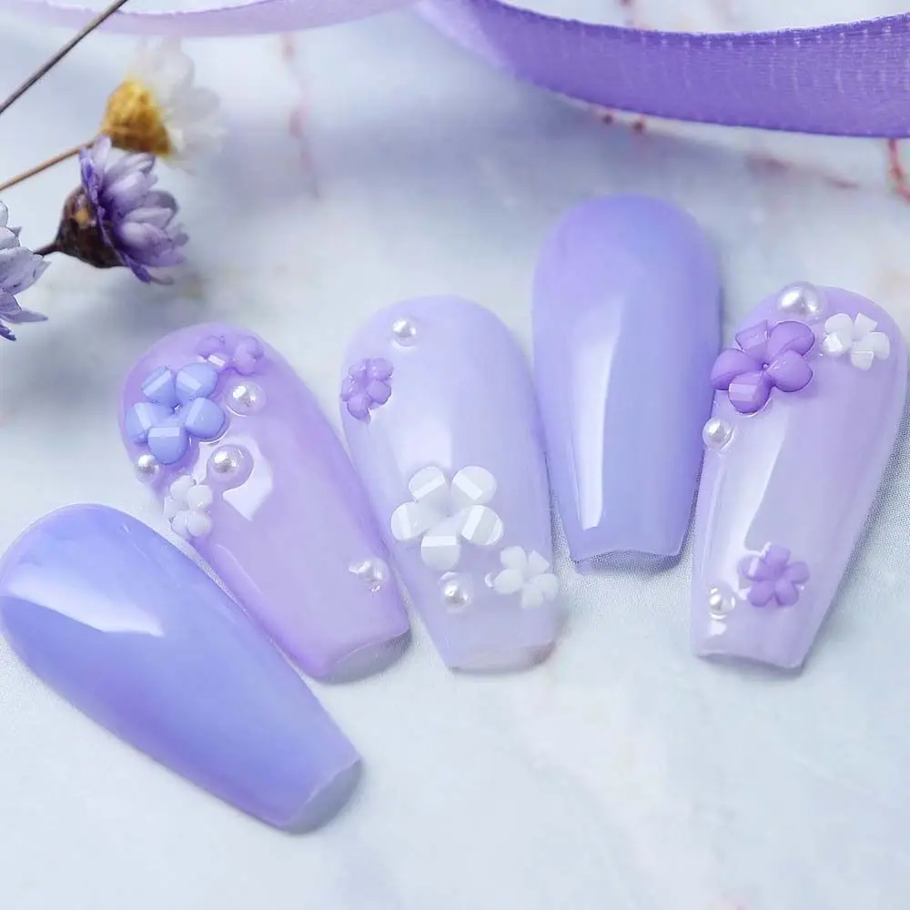 Fleur pentapétale fleur décorations pour ongles bricolage Nail Art accessoires de manucure fleur accessoires pour ongles violet fournitures pour ongles