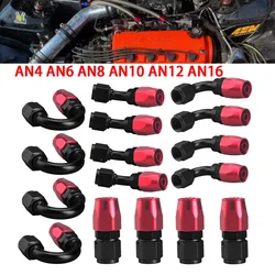 4Pcs AN4/6/8/10/12 Swivel End Fitting Oil Fuel Hose Reusable Adapter Hose End Pipe Connector for Braided CPE Fuel Hose
