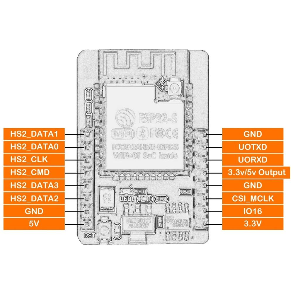 Placa WiFi ESP32-CAM, micro-usb a puerto Serial, con OV2640 CH340G, módulo de cámara de 2MP, ESP32-CAM-MB, 6 unidades