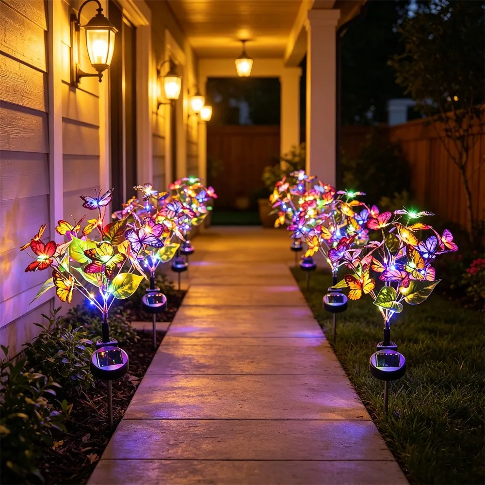 

Solar Butterfly Lights Outdoor Waterproof Summer Garden Lights with Spikes for Lawn Pathway Yard Holiday Wedding Decoration