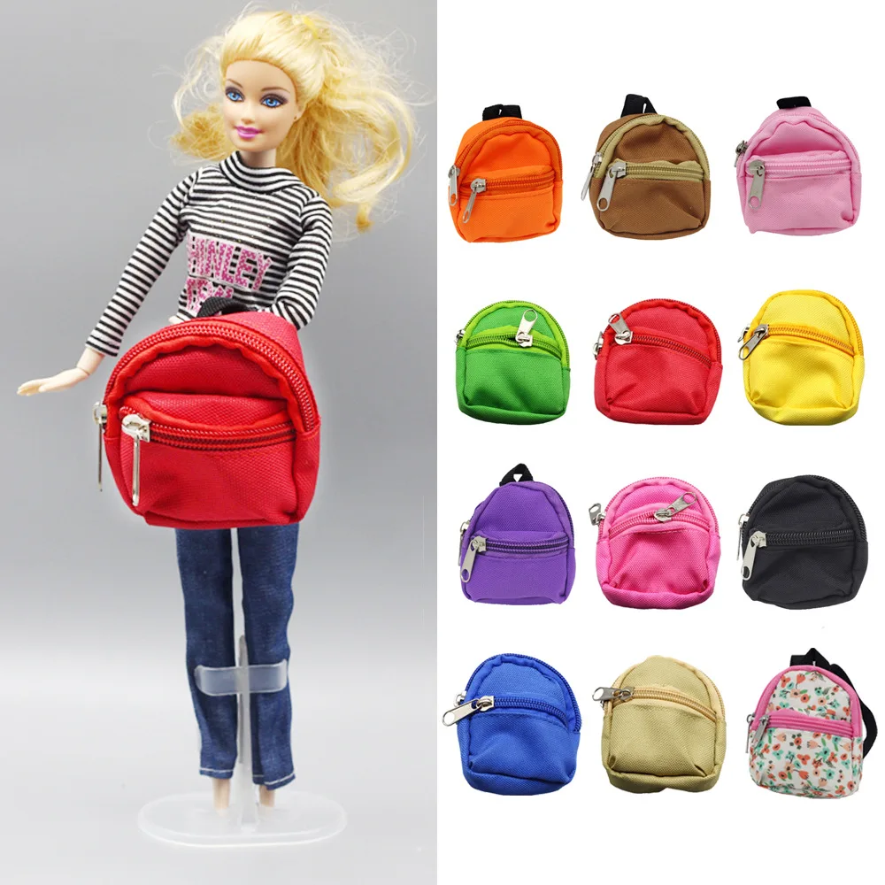 Doll Bag for Labubu Macaron Barbies Blythes and 20cm Plush Doll & 1/6 BJD Canvas Backpack