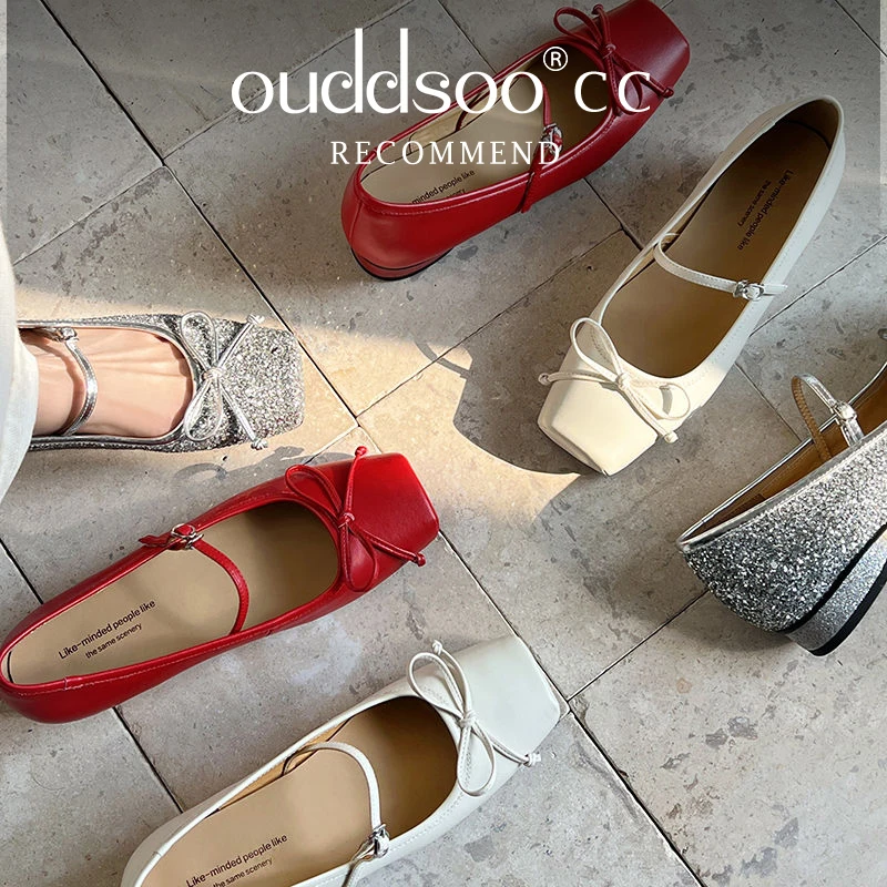 

Ods Women's High Heels Genuine Leather Mary Jane Pumps Glittes Party Wedding Shoes Woman Low Heels Comfort Casual Trends Party40