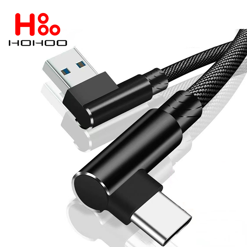  5A USB Type C Cable 90 Degree For Xiaomi Redmi Fast Charing Cord For Honor Huawei Mate Oneplus Realme Angled Charger Data Wire 