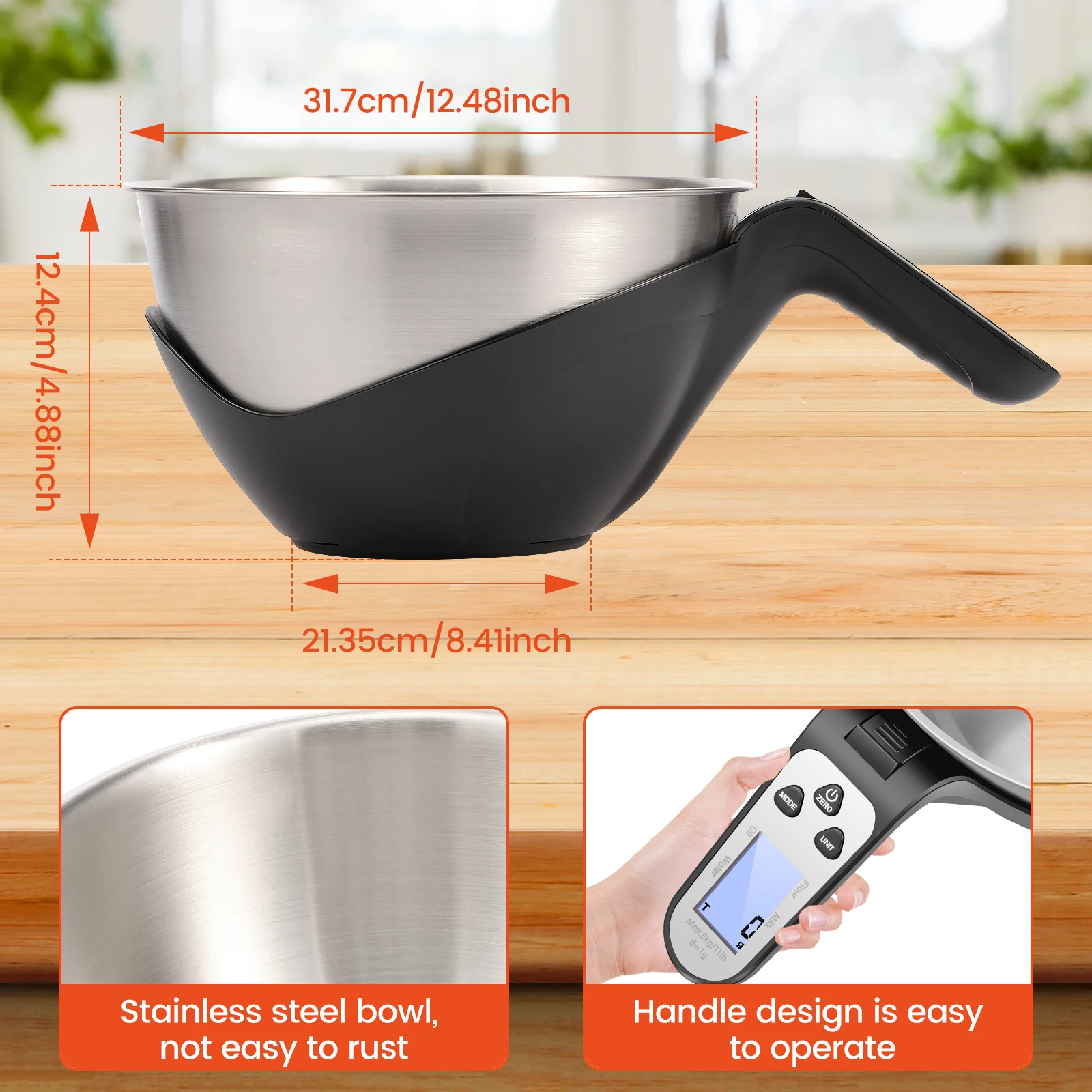 Digital Kitchens Scale with Bowl Weight Scale Stainless Steel/Plastic  Food Scale Kitchen Scale With Graduated Scale ml/oz Bowl