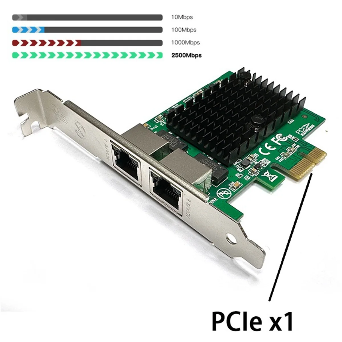 อะแดปเตอร์อีเธอร์เน็ตการ์ดเครือข่าย PCIe 2.5g 2พอร์ตสำหรับพีซีตั้งโต๊ะ