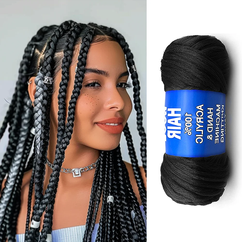 Hilo acrílico de pelo de lana para trenzas africanas, torsión senegalesa, extensiones de cabello, trenzas Jumbo, baja temperatura, Yaki recto