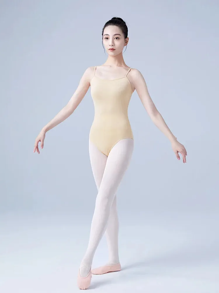 여성용 성인 솔리드 컬러 백리스 슬림핏 캐미솔 롬퍼 - 발레 무대 공연 레오타드 바디수트 댄스웨어 바디수트