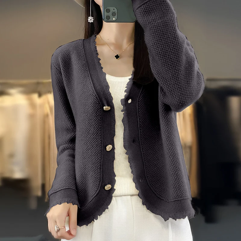 Autumn Sweater Cardigan Women V-neck Long Sleeve Tops Tassel Fashion Loose Winter New Knitted Outerwear Warm Cardigan Sweater