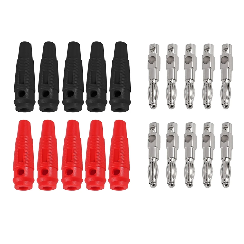 10pcs 4mm Banana Connectors with Screw Terminal Adapter for 32A Current Featuring Secure and Stable Connection