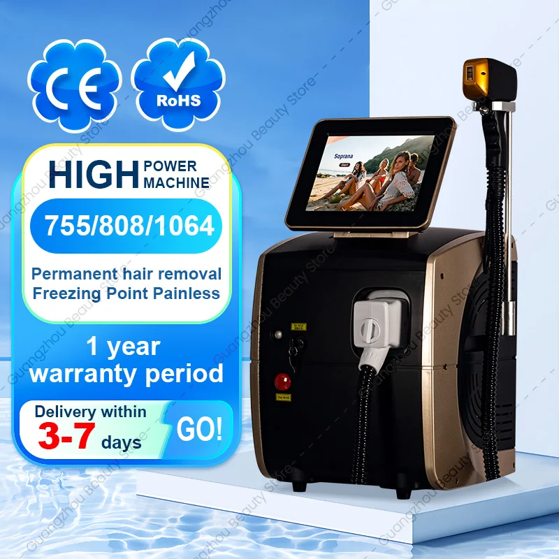 Diode Laser 808 Machine d'épilation Soprana professionnelle Tri vagues platine glace titane Laser épilateur 3500W pour Salon Spa