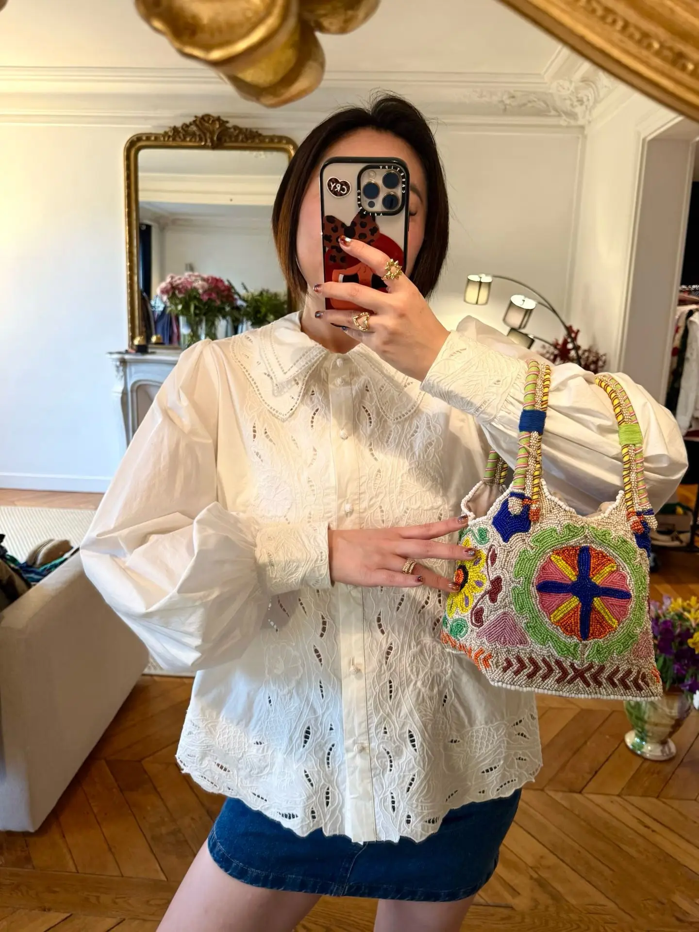 Chemise Double couche en coton brodé au Crochet pour femmes, col Peter Pan, manches longues, haut pour dame, printemps 2026