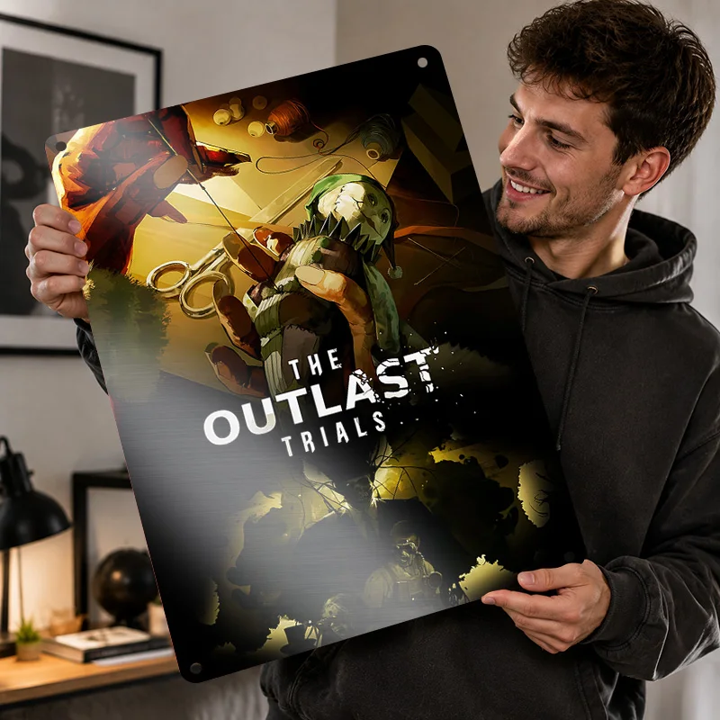 The Outlast Trials Aluminum Posters Customized Metal Tin Sign Premium Immersive Gaming Tribute Wall Art For Bedroom Or Arcade