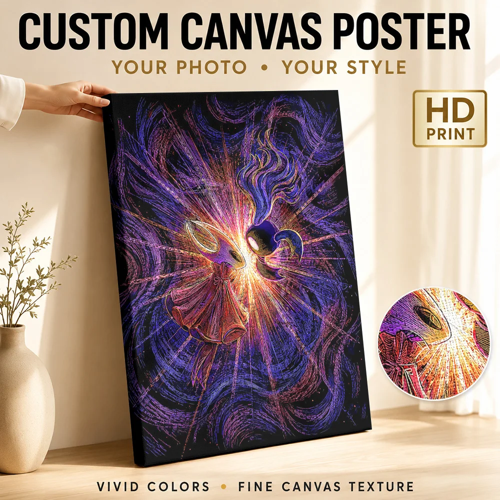 Hornet And Shade Hollow Knight Art Canvas Painting Poster Custom Gaming Anime Wall Art for Game Room Decor Gift for Collectors
