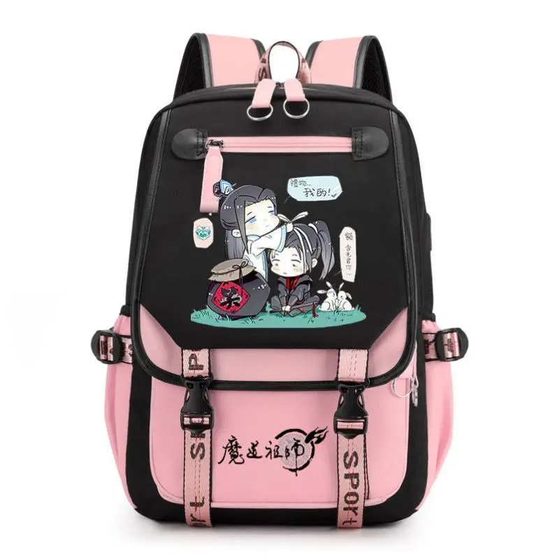 

Maodaozushi Weiwuxian Anime USB Port Backpack Nylon School Book Student Travel Bags Laptop Casual Large Messenger Bag