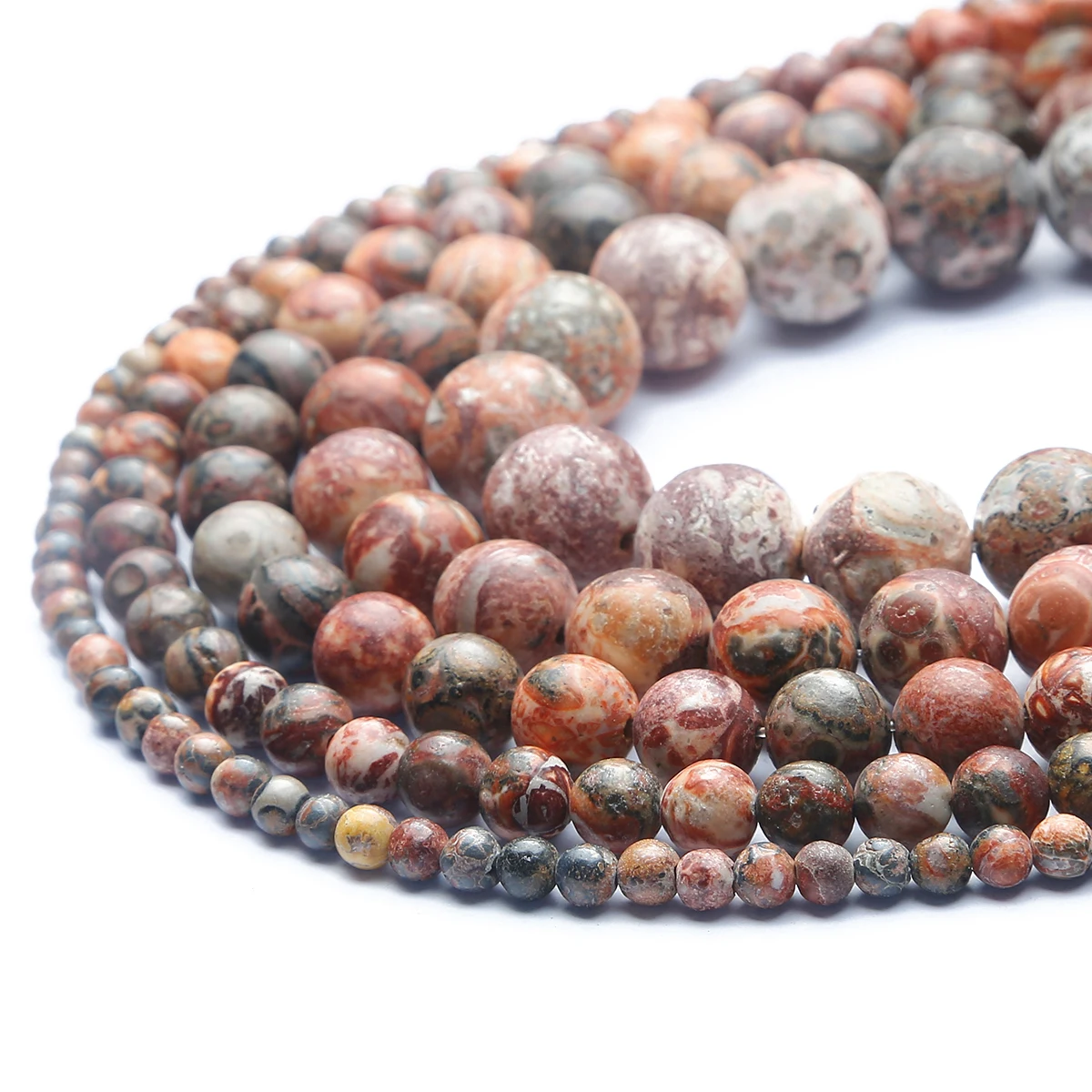 Natursteinperlen aus rotem Leopardenjaspis, runde lose Abstandsperlen für die Herstellung von Schmuck, Armbändern, Halsketten und Ohrringzubehör. – Detail 3