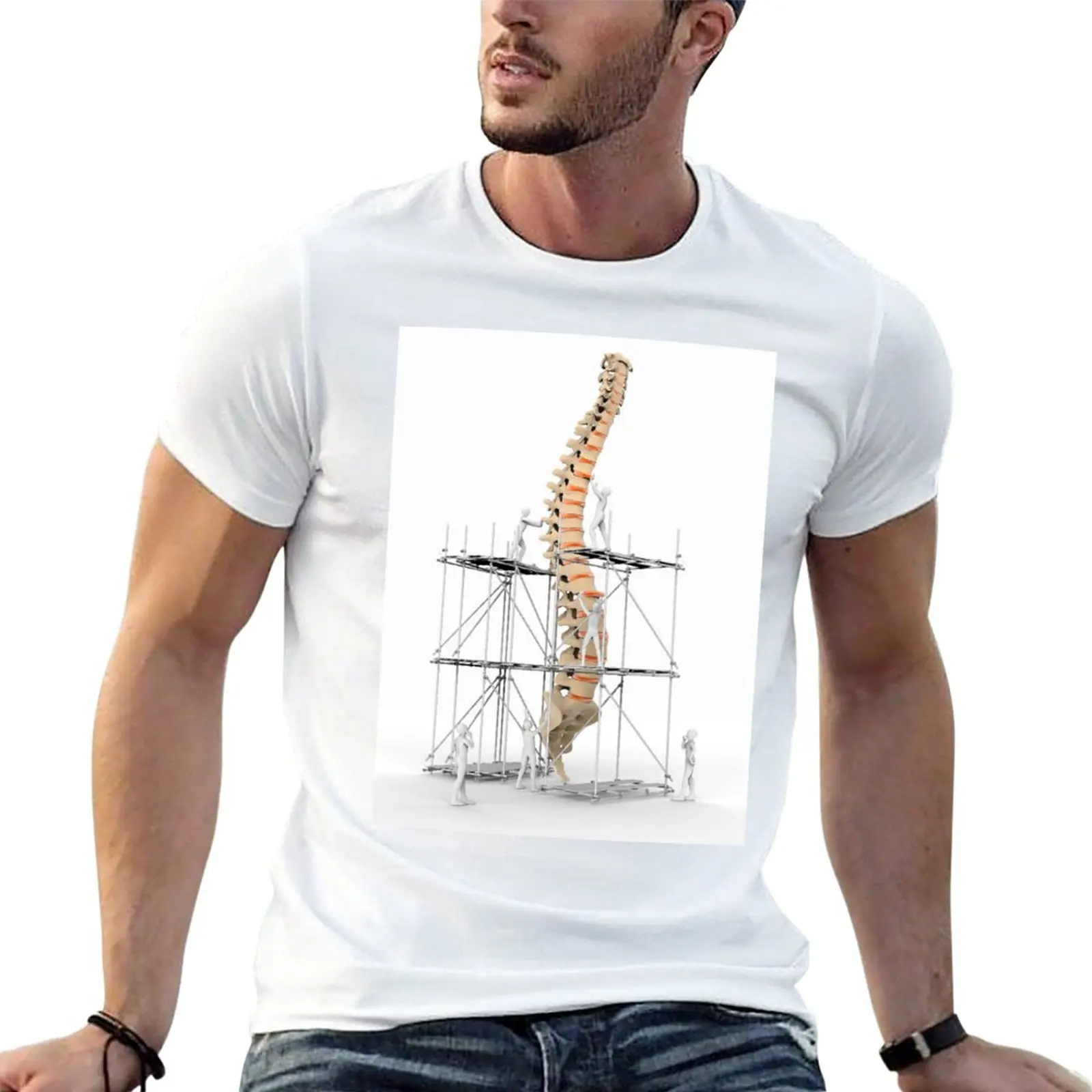 New Spine with workers, spine repair (F007/9884) T-Shirt blank t shirts oversized t shirt fitted t shirts for men