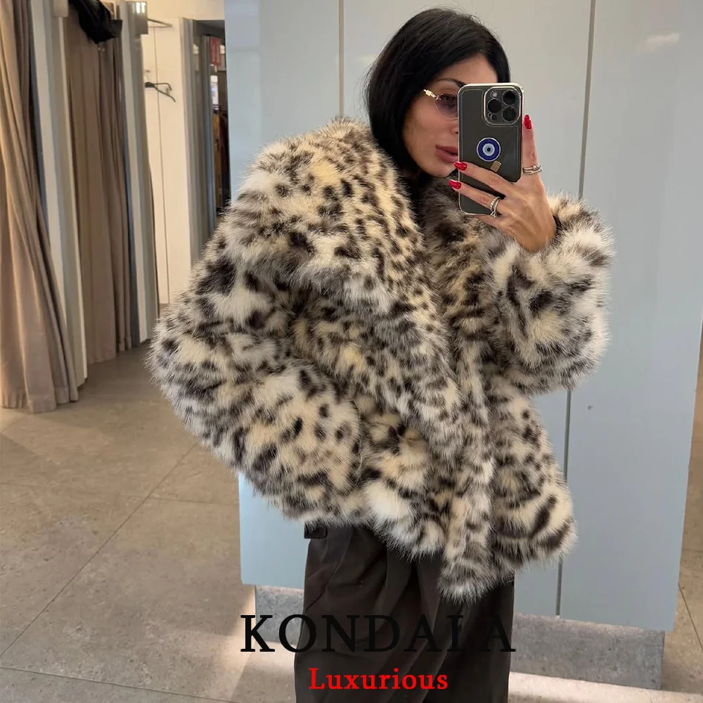 KONDALA سترات نسائية كلاسيكية من الفرو الصناعي بياقة على شكل V وأكمام طويلة معاطف دافئة سميكة موضة خريف وشتاء 2025 ملابس خروج خارجية