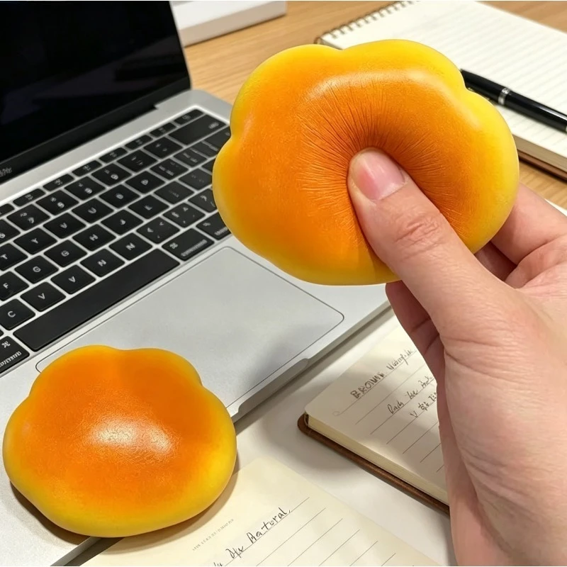 Cloud Shaped Gradient Bread Squishy Toy, Realistic Fluffy Bakery Fake Food Stretchable Squeeze Fidget Toy, Golden Yellow Bun Stress Relief Anti-Anxiety Vent Sensory Squishy Toy,Bakery Theme Birthday Party Favor Gift for Kids Teens Girls Adults