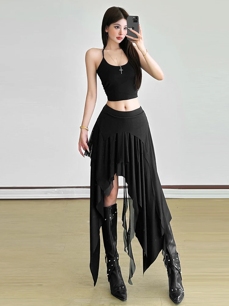 

Юбка с асимметричным подолом Sisterlinda Hottie для женщин: простая, трендовая, с пэчворком, на эластичной талии, для вечеринок и клубов, в стиле High Streetwear