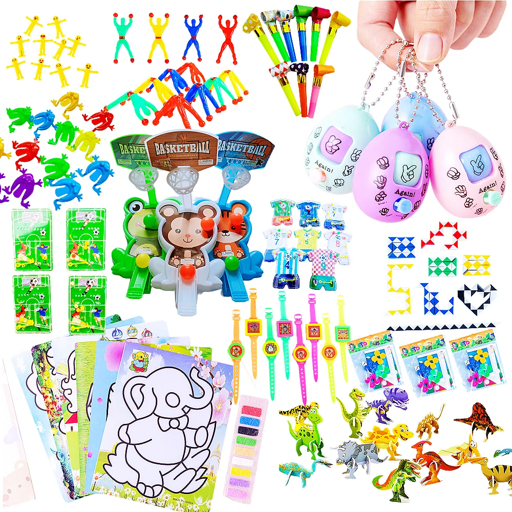 124 Pieces Cartoon Plastic Party Favor Combo Set Pinata Fillers Kids Birthday Party Bulk Toys Boys & Girls Treasure Box