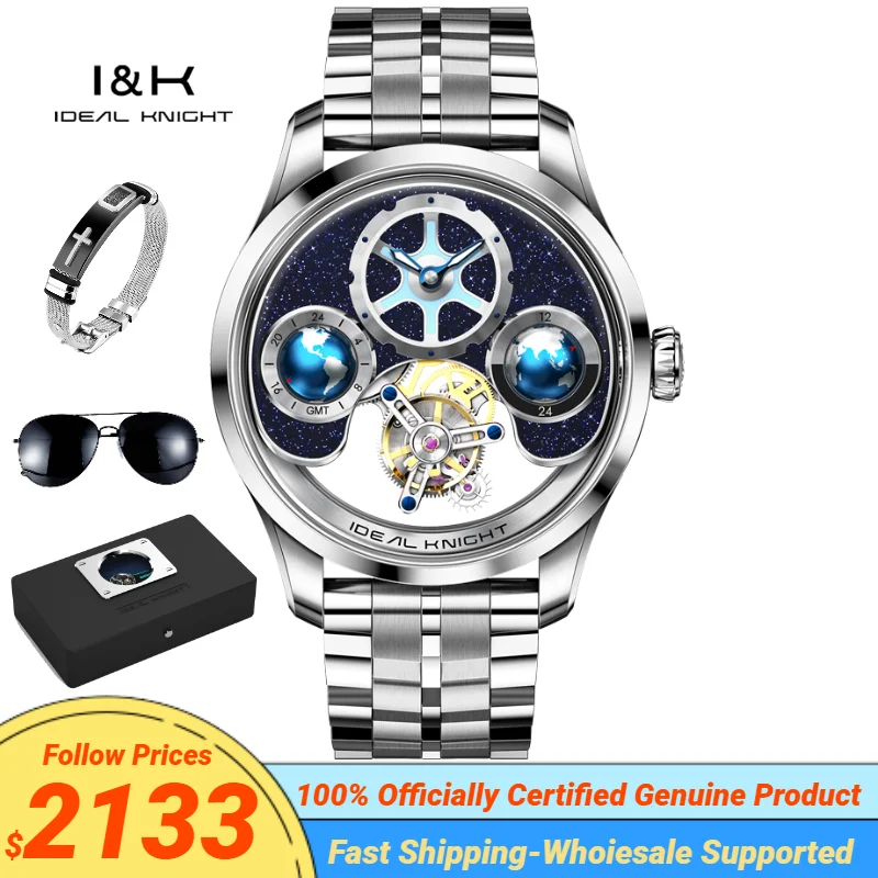 Ideal Knight Original Automatic Mechanical Watch for Men Sapphire Mirror Waterproof High Quality Stainless steel Men\'s Watches