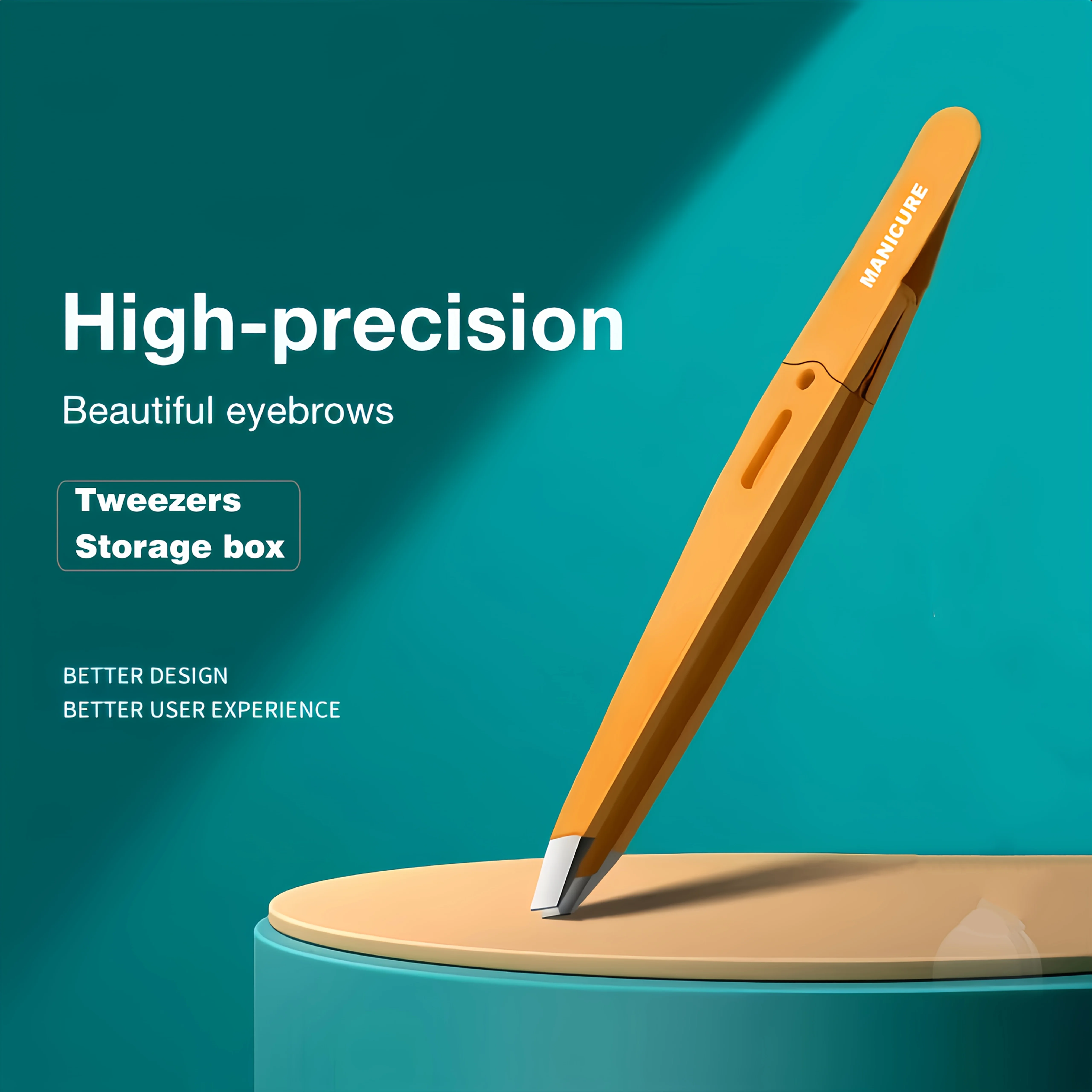 Professional Stainless Steel Eyebrow clip Precision Tweezers for Hair Removal High-Precision Slant Tip with Ergonomic Handle