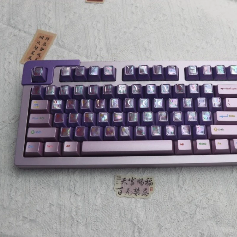 

Mifuny Aluminum Alloy Metal Keycaps Custom Purple CNC Anode Pearl Porcelain All Metal Keycaps Cherry Profile Multiple Texture