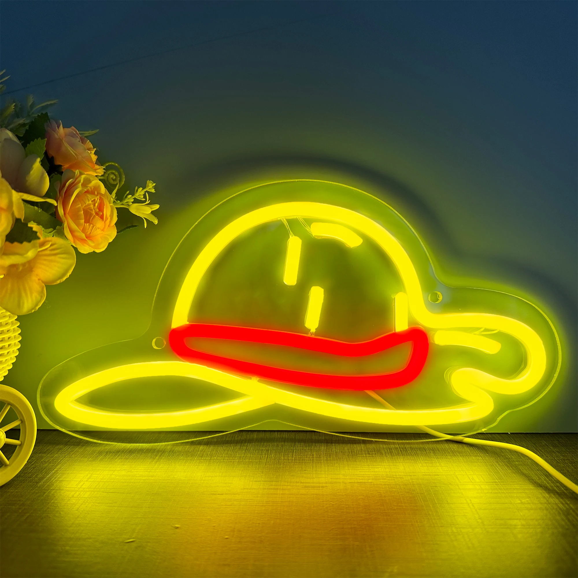 Straw Hat Neon Light, Custom Neon Led, Christmas Gift, Unique Gift, Home Decor, Bedroom Decor, Wall Art, Gift For Him