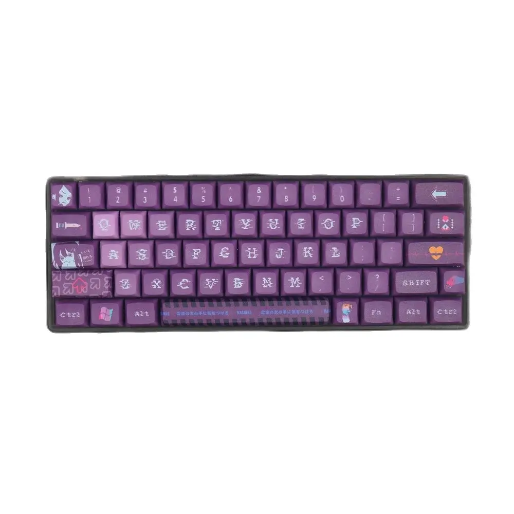 NPKC 130Keys Radio Girl XDA Profile Keycaps PBT Purple Key caps Dye-sub Keycap for Cherry MX Switch Mechanical Keyboard Key cap