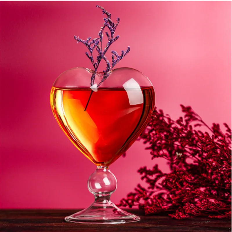 Creative Wine Awakening Heart Shape Wine Bottle Craft Decoration Wine Dispenser Sealed Transparent Borosilicate Glass Bottle