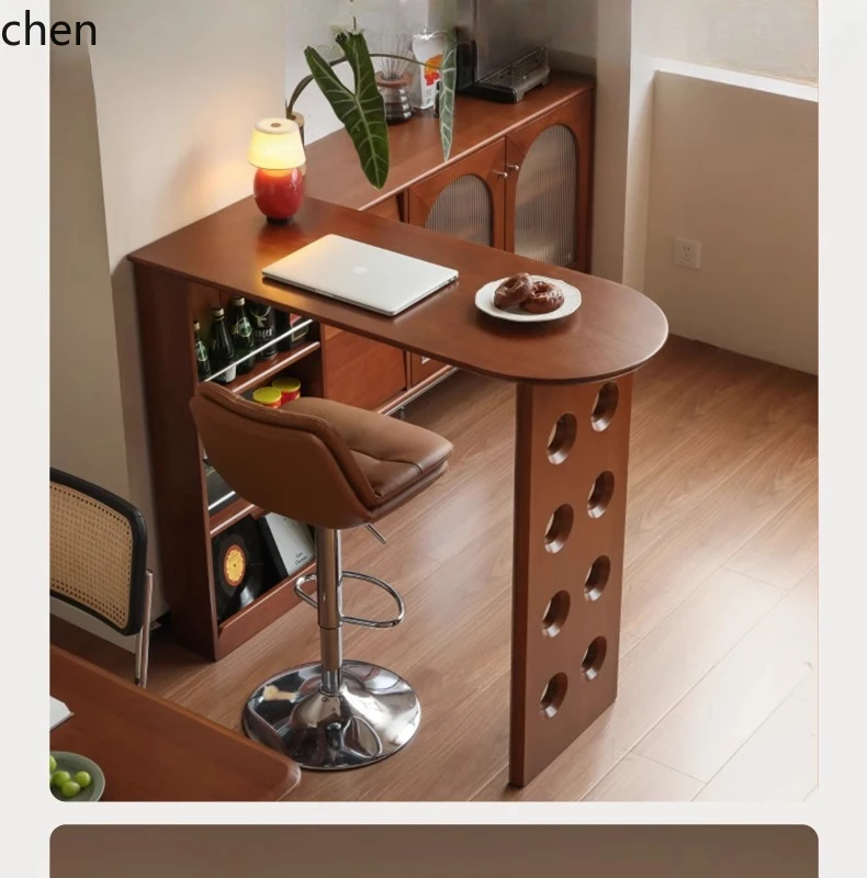 

ZML solid wood bar table restaurant high table household small apartment partition cabinet retro locker