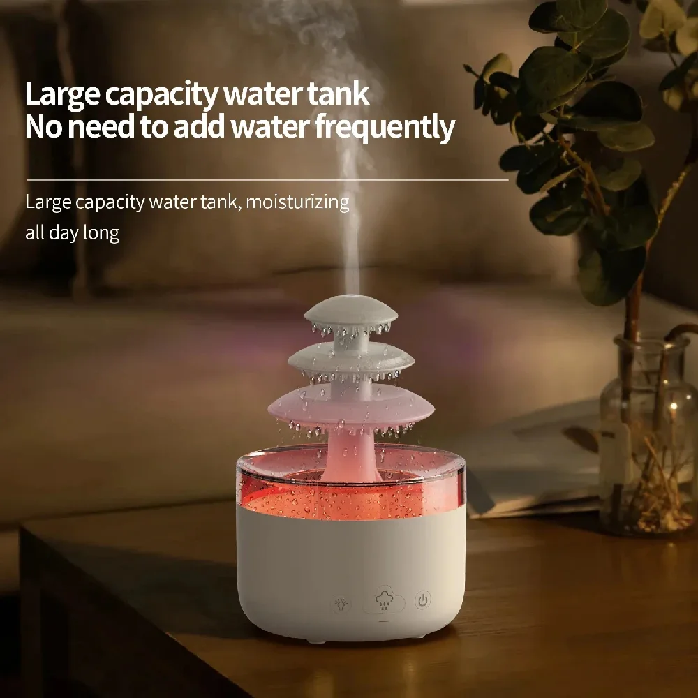Rain Cloud Air Humidifier Essential Oil Diffuser 7 Color Night Light Waterfall Aroma Diffuser Water Drop Aromatherapy For Home