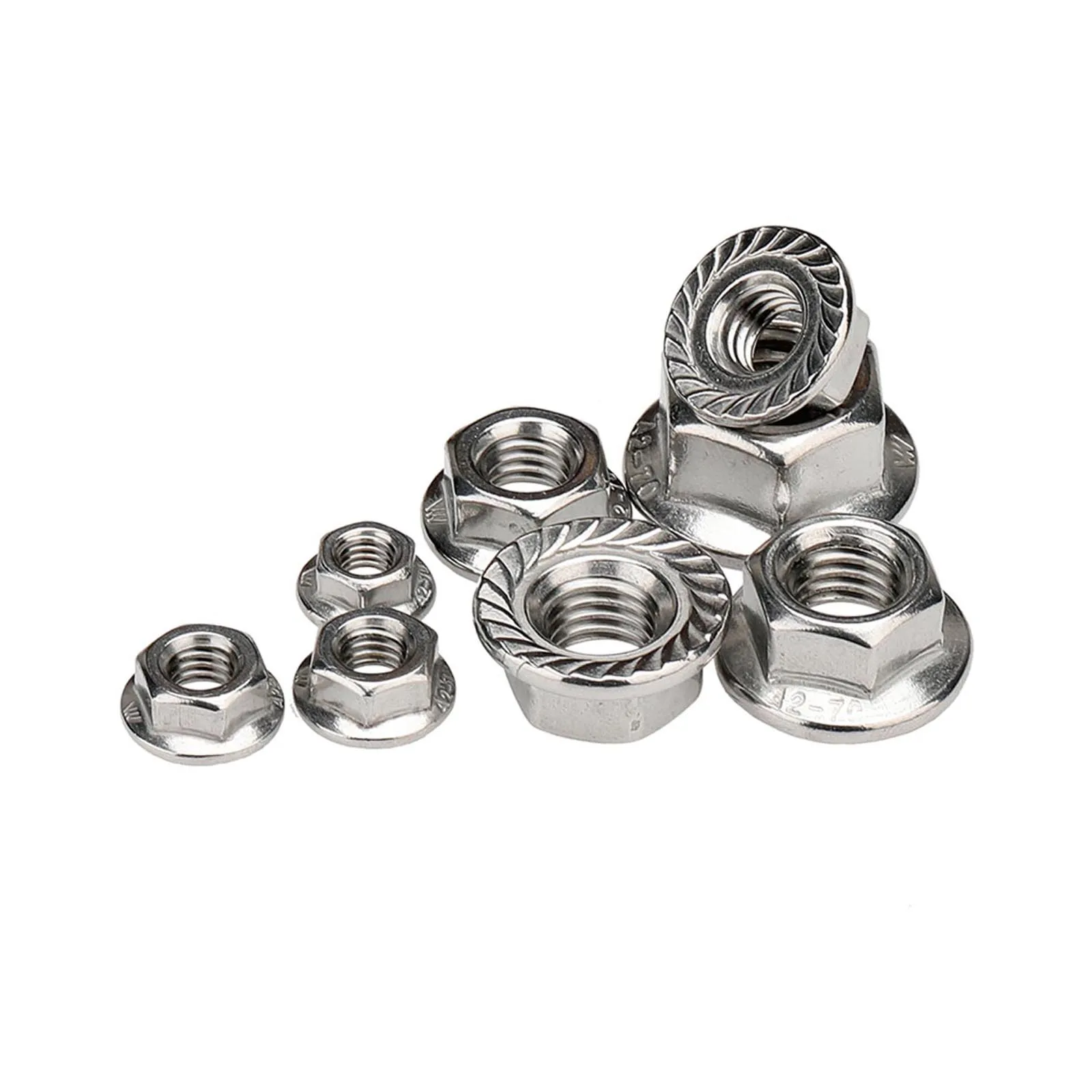 6#-32 8#-32 10#-24 32 1/4-20 28 5/16-18 3/8-16 1/2-13 12 Fine Thread M6 M8 M10 M12 M14 304 Stainless Steel Flange Nut