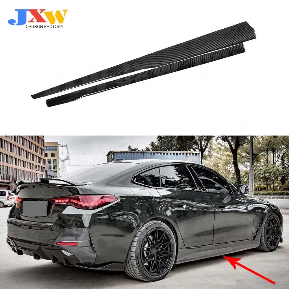 

Dry Carbon Fiber FRP Side Skirts Apron Extension Lip Spoiler Bodykits for BMW 4 Series i4 Sedan 2021+ Car Side Bumper Aprons