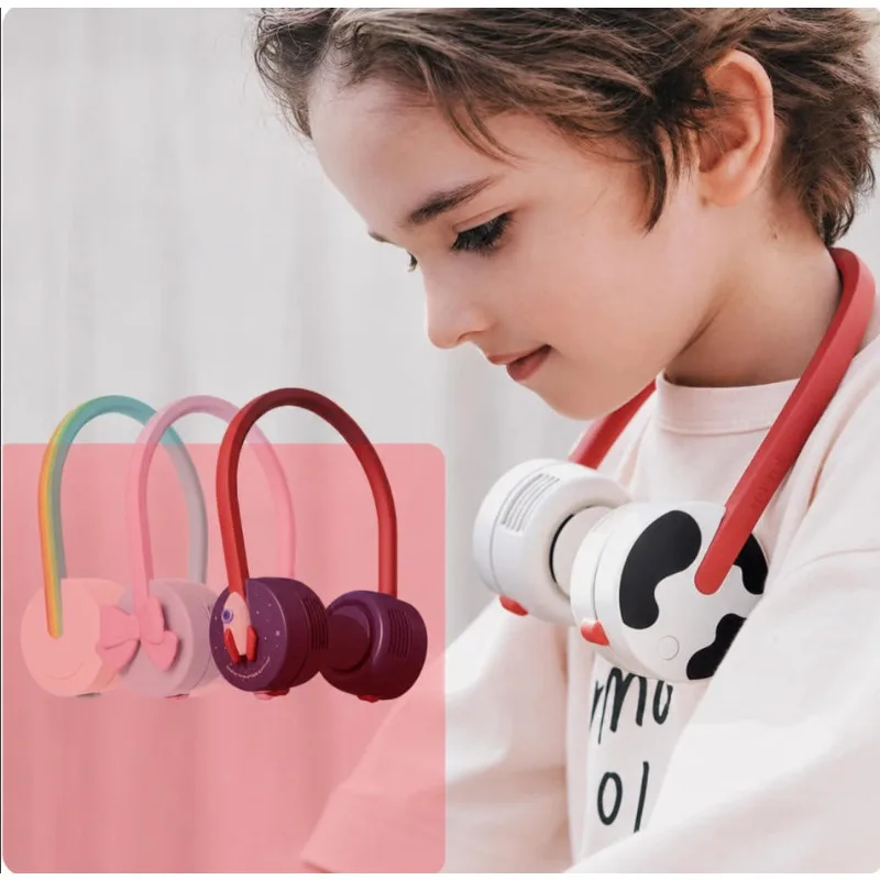 

Neck-Worn Fan for Kids: USB-Charged, Hands-Free, Mini Portable Blade-Less Fan Toy