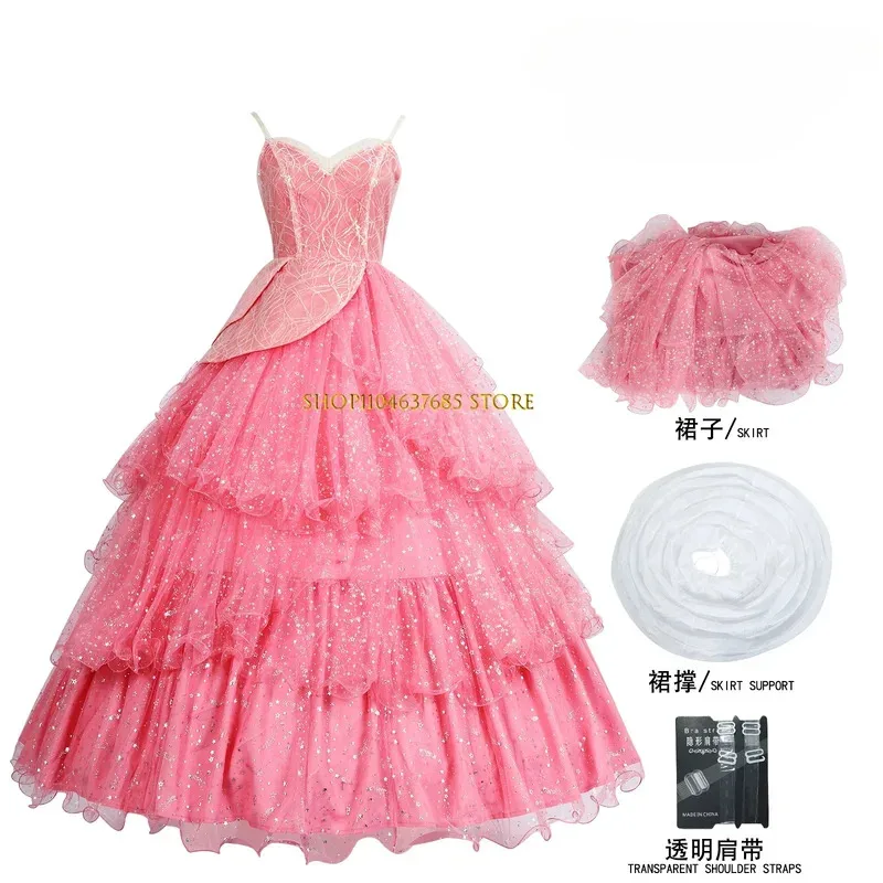 أزياء الفيلم الشريرة غليندا التأثيرية فستان غليندا ملابس التاج عيد الميلاد والهالوين كرنفال حفلة لعب الأدوار الموحدة للنساء