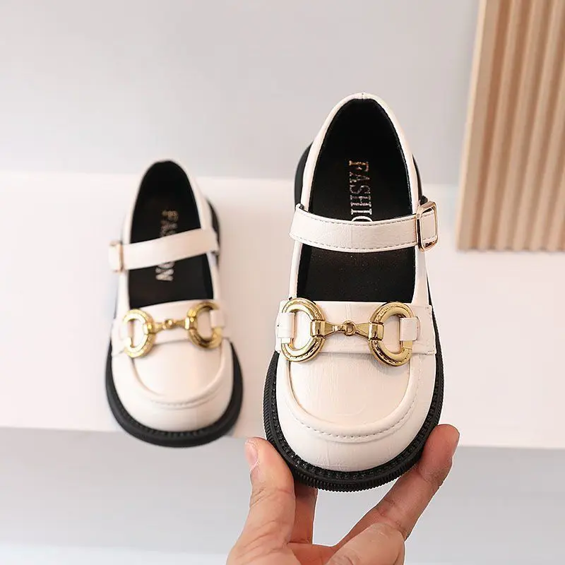 Girls Shoes 2024 Spring and Autumn New Children\'s Black Soft Sole British Style Primary School Single Shoes