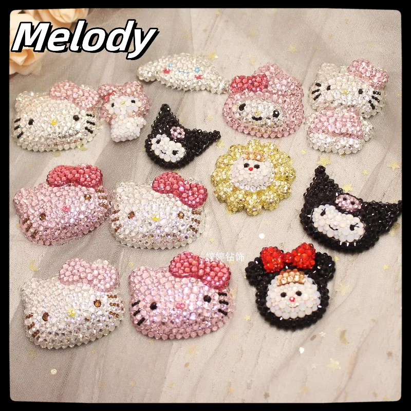 hello kitty y2k rhinestone mobile phone case diy jewelry accessories sanrio three-dimensional Melody hand-applied diamond piece