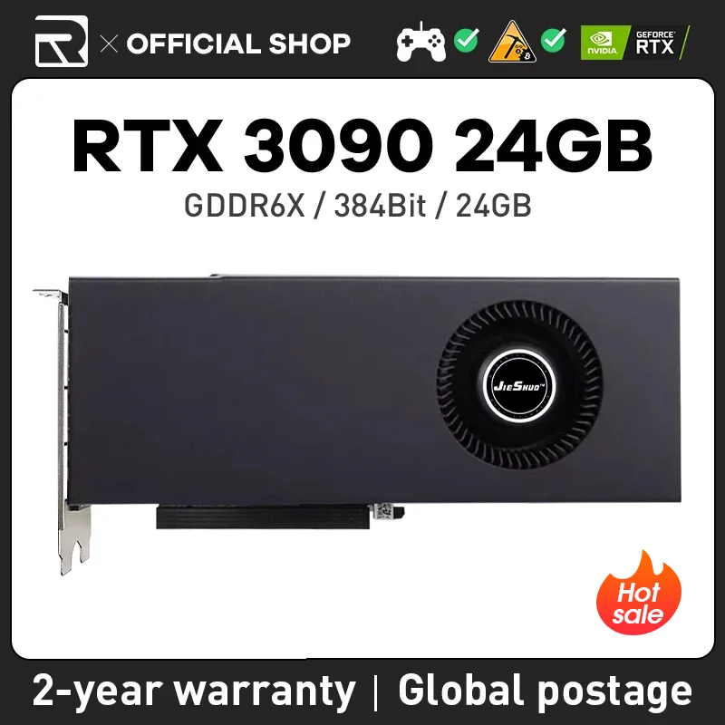 

Видеокарта JIESHUO NVIDIA RTX 3090, 24 Гбит/с, 384bit GDDR6X GUP rtx3090, 24g, подходит для настольных компьютеров, настольных игр, Офисная видеокарта