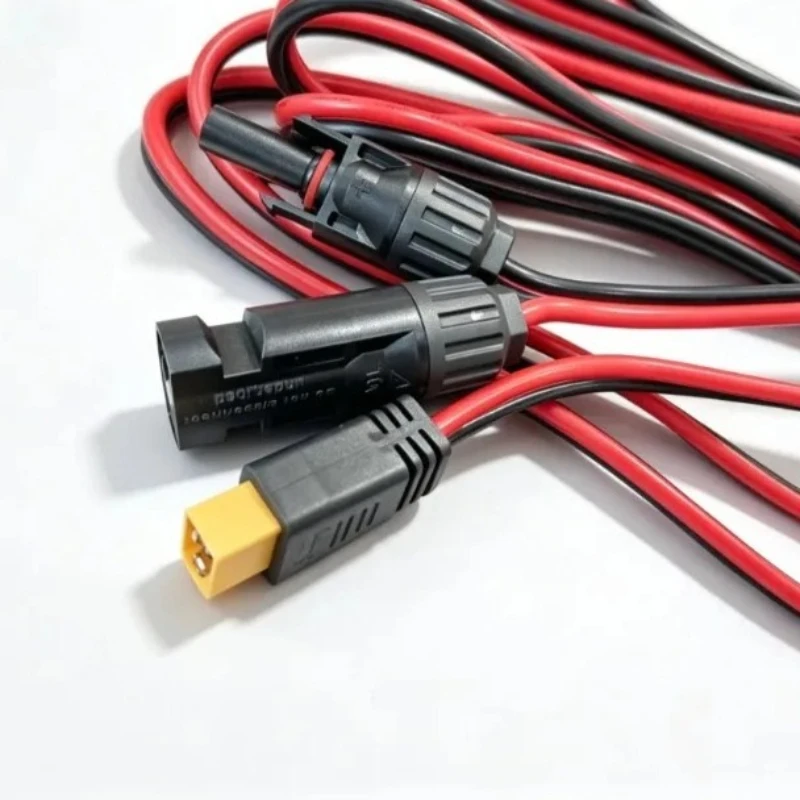 Heavy-Duty 12AWG 300cm XT60 Power Extension Cord with 8 Clips Ideal for Solar Panel and Battery Charging in Vehicles