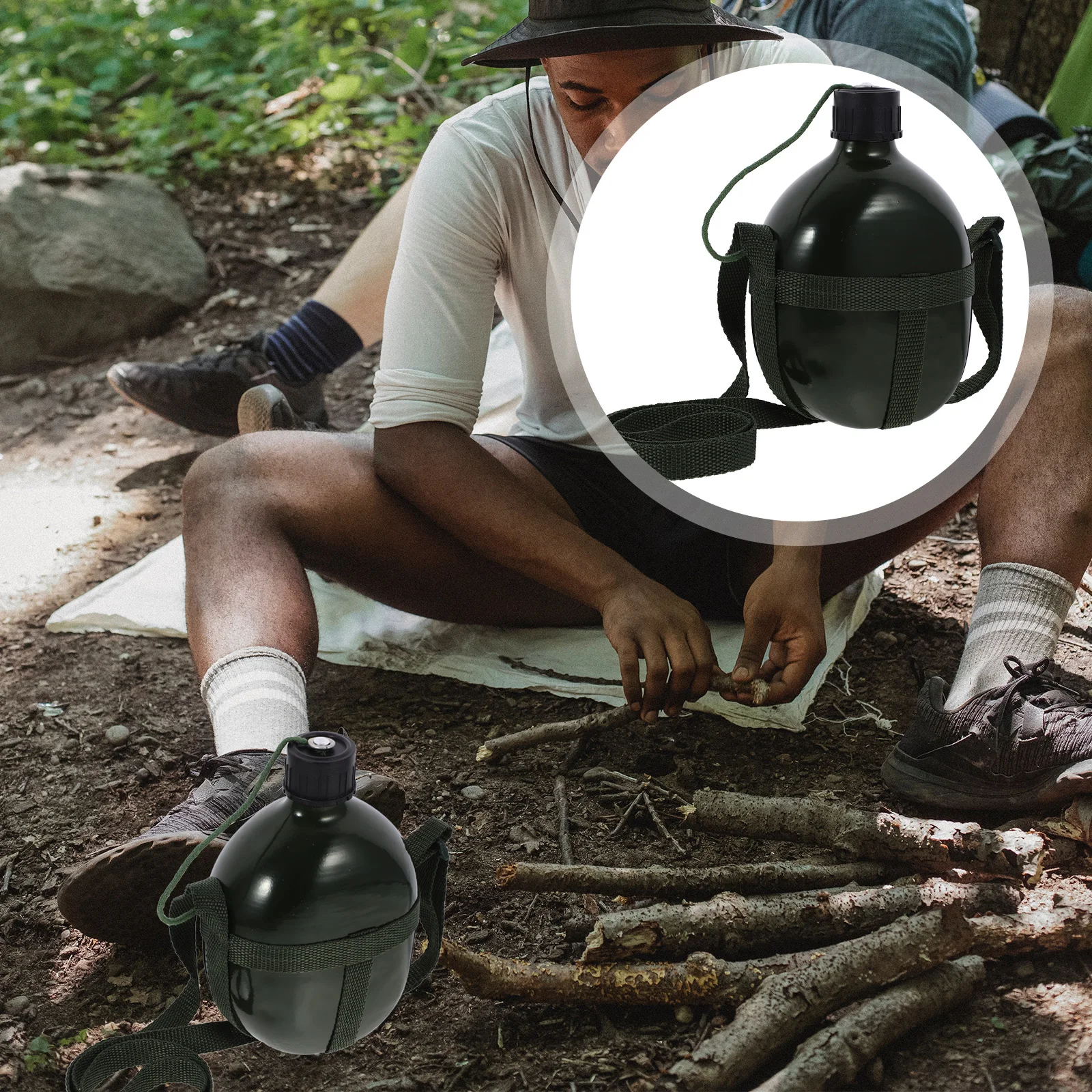 

Outdoor Military Style Hiking Hunting Survival Water Container Portable Lightweight Single Shoulder Canteen For Travel Compact