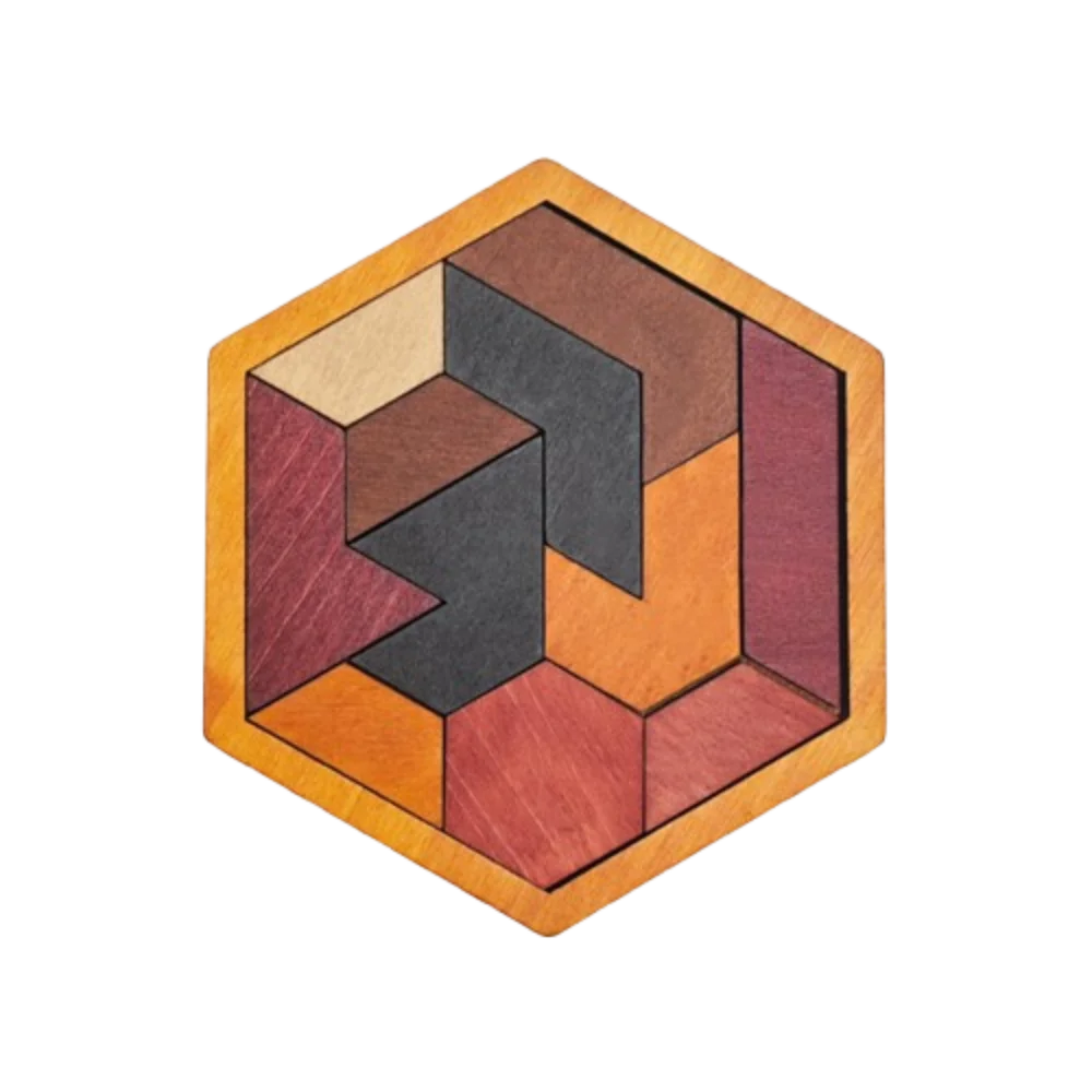 Pattern Cognitive Wooden Tangram Puzzle Interactive Logical Thinking Montessori Puzzles Hexagonal Challenges