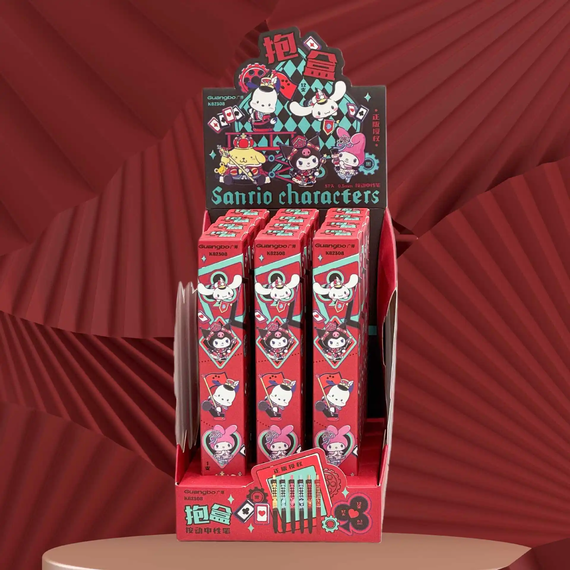 

12pcs Sanrio Character Neutral Pen Cartoon Writing Smooth Press Gel Pen Black 0.5mm Press Pen Stationery