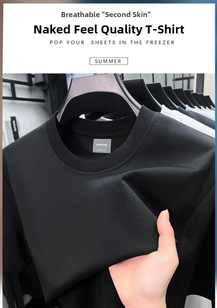 Hochwertiges Marken-T-Shirt für Herren mit Rundhalsausschnitt und kurzen Ärmeln, bedrucktes Oberteil, Sommer-T-Shirt aus Baumwollmischung, bequem, atmungsaktiv, lässig – Detail 3
