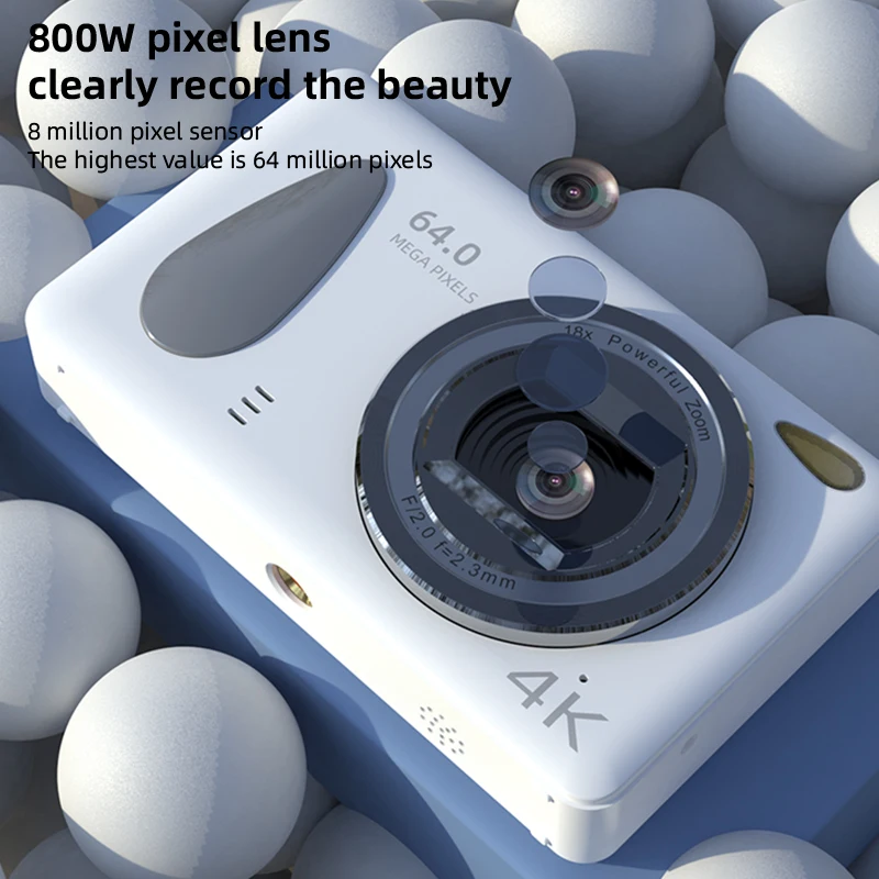 

H89 4K 64 ГБ цифровая камера с автофокусом для видеоблогов HD 48MP с 2,4-дюймовым видеокамерой с большим экраном для фотографии детей и взрослых