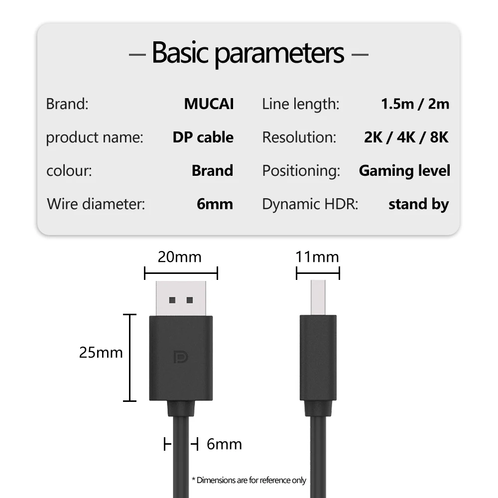 MUCAI-Cable DisplayPort 1,4, 8K @ 60Hz, alta velocidad, 32,4 Gbps, DP, para vídeo, PC, portátil, DP, puerto de visualización